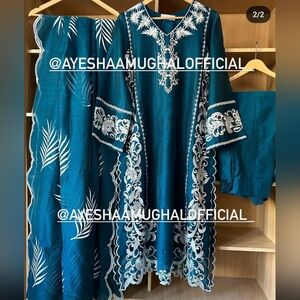 Ayesha Mughal embroidered teal in medium size